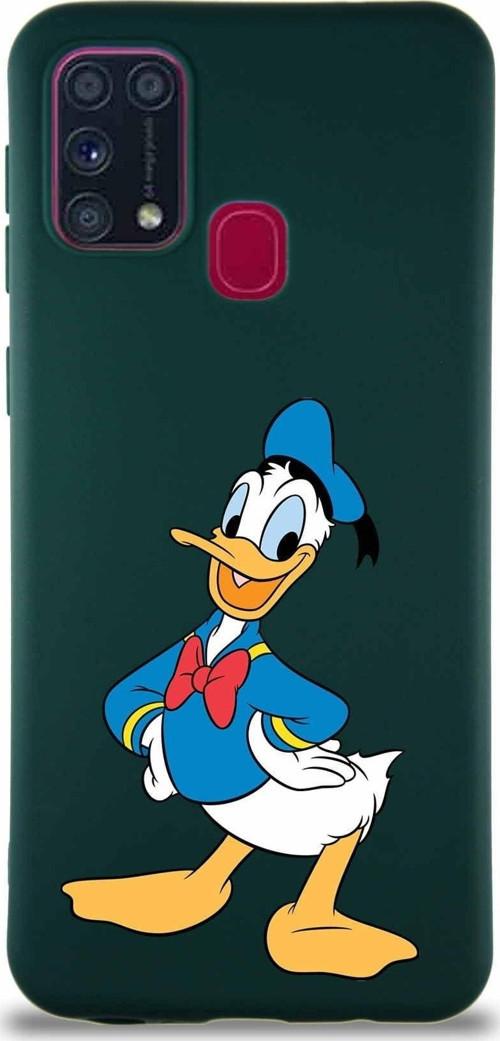 Samsung Galaxy M31 Soft Premier Kapak Donald Duck-C Tasarımlı Silikon Kılıf - Yeşil