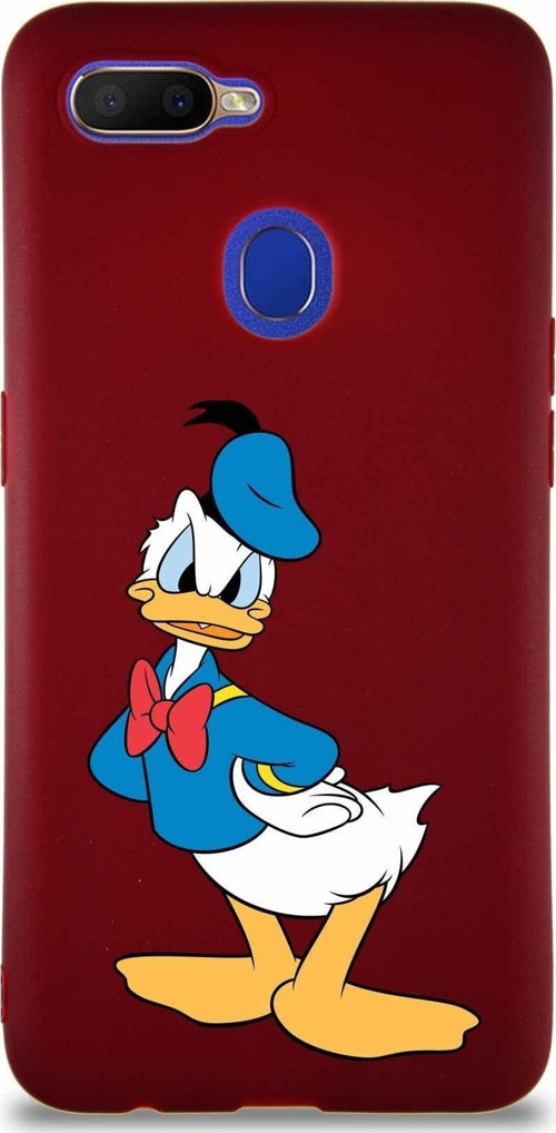 Oppo A5S Soft Premier Kapak Donald Duck-D Tasarımlı Silikon Kılıf - Mürdüm