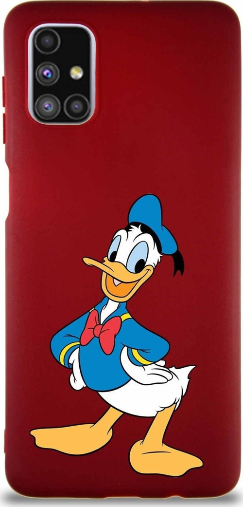 Samsung Galaxy M51 Soft Premier Kapak Donald Duck-C Tasarımlı Silikon Kılıf - Mürdüm