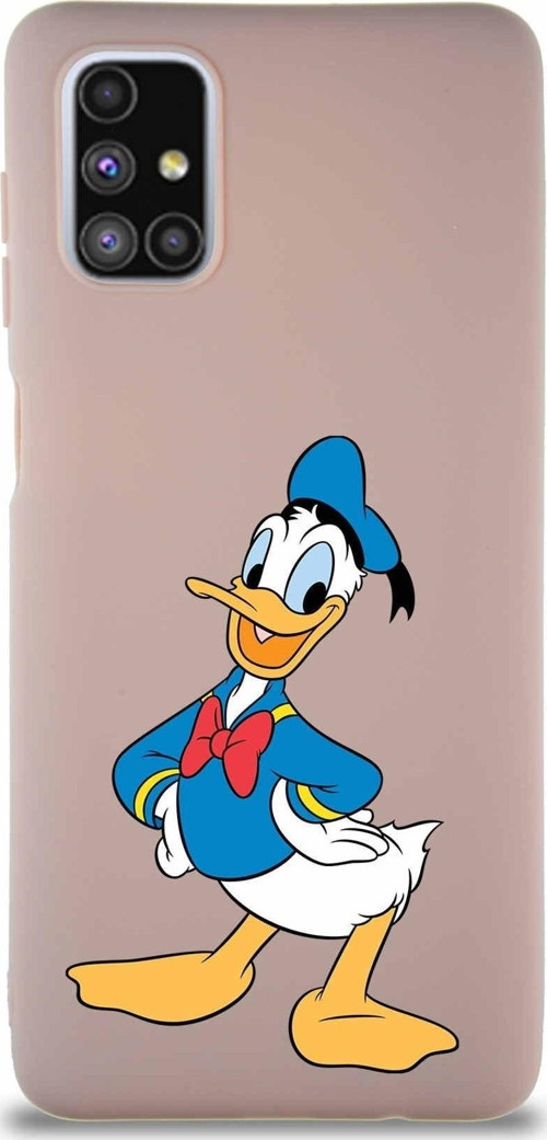 Samsung Galaxy M51 Soft Premier Kapak Donald Duck-C Tasarımlı Silikon Kılıf - Pudra