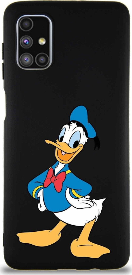 Samsung Galaxy M51 Soft Premier Kapak Donald Duck-C Tasarımlı Silikon Kılıf - Siyah