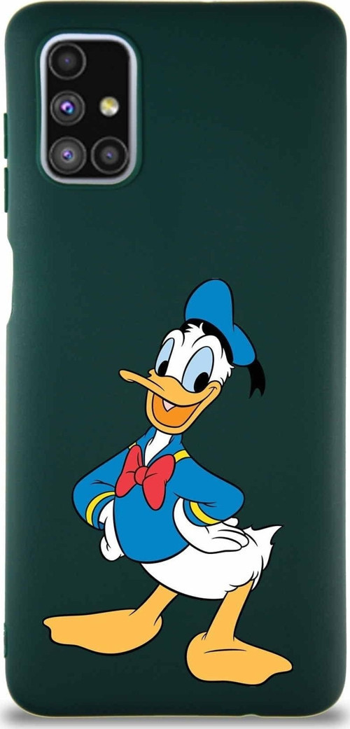 Samsung Galaxy M51 Soft Premier Kapak Donald Duck-C Tasarımlı Silikon Kılıf - Yeşil