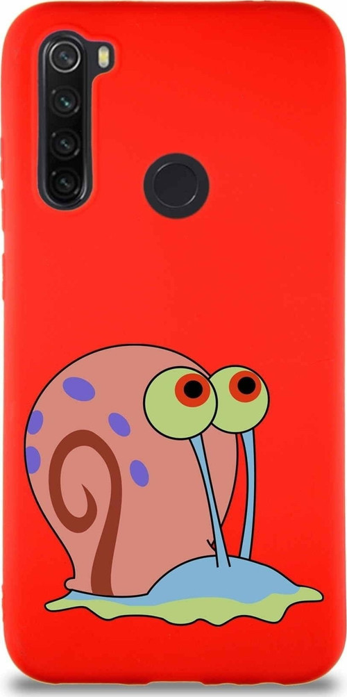 Xiaomi Redmi Note 8 Soft Premier Kapak Salyangoz Gary Tasarımlı Silikon Kılıf - Kırmızı
