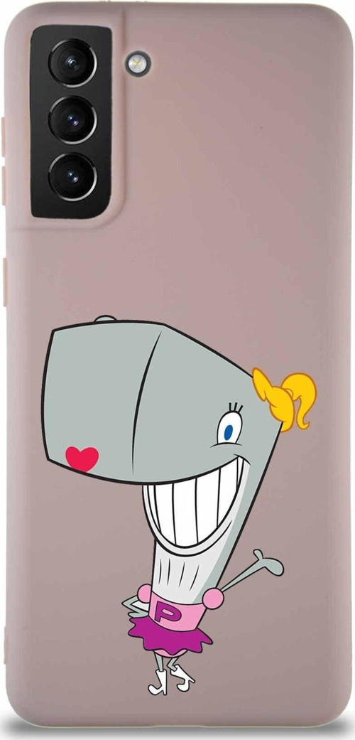 Samsung Galaxy S21 Plus Soft Premier Kapak Pearl Yengeç Tasarımlı Silikon Kılıf - Pudra