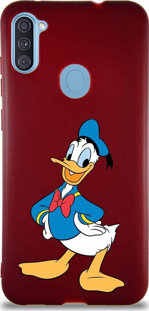 Samsung Galaxy A11 Soft Premier Kapak Donald Duck-C Tasarımlı Silikon Kılıf - Mürdüm