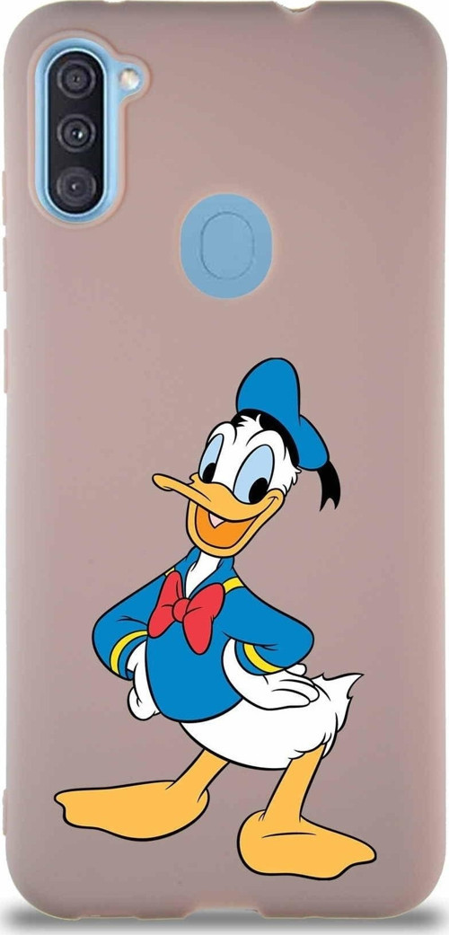 Samsung Galaxy A11 Soft Premier Kapak Donald Duck-C Tasarımlı Silikon Kılıf - Pudra