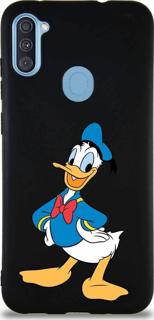 Samsung Galaxy A11 Soft Premier Kapak Donald Duck-C Tasarımlı Silikon Kılıf - Siyah