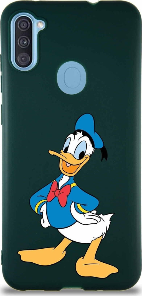 Samsung Galaxy A11 Soft Premier Kapak Donald Duck-C Tasarımlı Silikon Kılıf - Yeşil