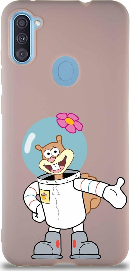 Samsung Galaxy A11 Soft Premier Kapak Sandy Tasarımlı Silikon Kılıf - Pudra