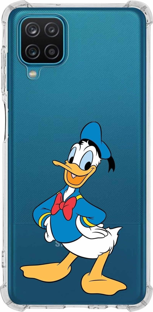 Samsung Galaxy A12 Köşe Korumalı Antişok Kapak Donald Duck Tasarımlı Şeffaf Kılıf