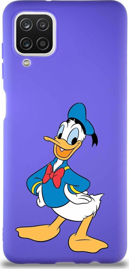 Samsung Galaxy A12 Soft Premier Kapak Donald Duck-C Tasarımlı Silikon Kılıf - Mor