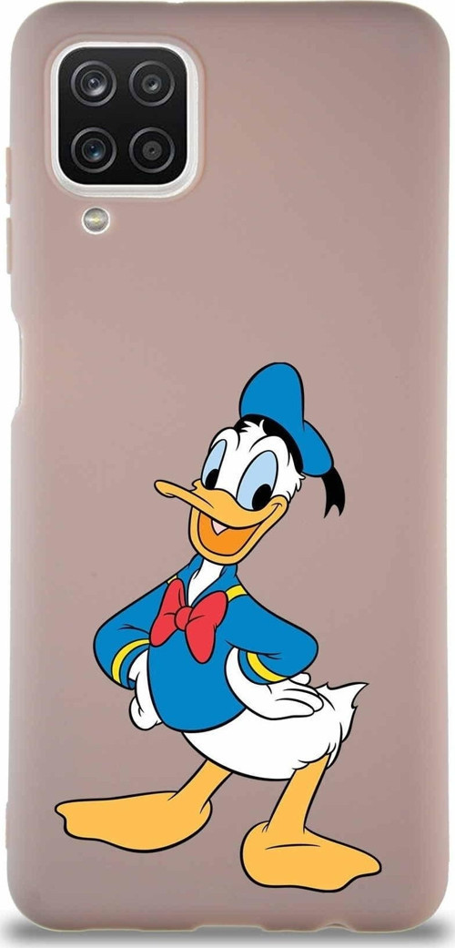 Samsung Galaxy A12 Soft Premier Kapak Donald Duck-C Tasarımlı Silikon Kılıf - Pudra