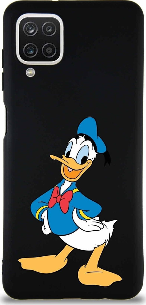 Samsung Galaxy A12 Soft Premier Kapak Donald Duck-C Tasarımlı Silikon Kılıf - Siyah