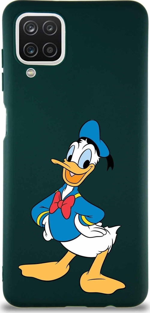 Samsung Galaxy A12 Soft Premier Kapak Donald Duck-C Tasarımlı Silikon Kılıf - Yeşil