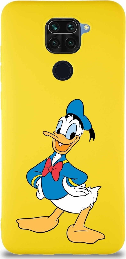 Xiaomi Redmi Note 9 Soft Premier Kapak Donald Duck-C Tasarımlı Silikon Kılıf - Sarı