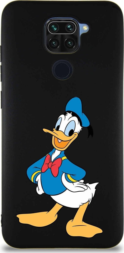 Xiaomi Redmi Note 9 Soft Premier Kapak Donald Duck-C Tasarımlı Silikon Kılıf - Siyah