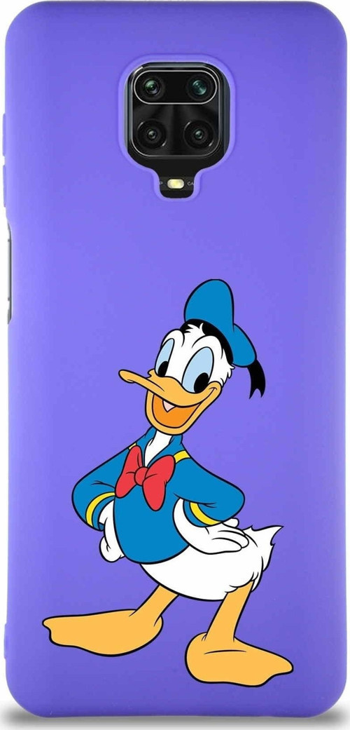 Xiaomi Redmi Note 9S Soft Premier Kapak Donald Duck-C Tasarımlı Silikon Kılıf - Mor