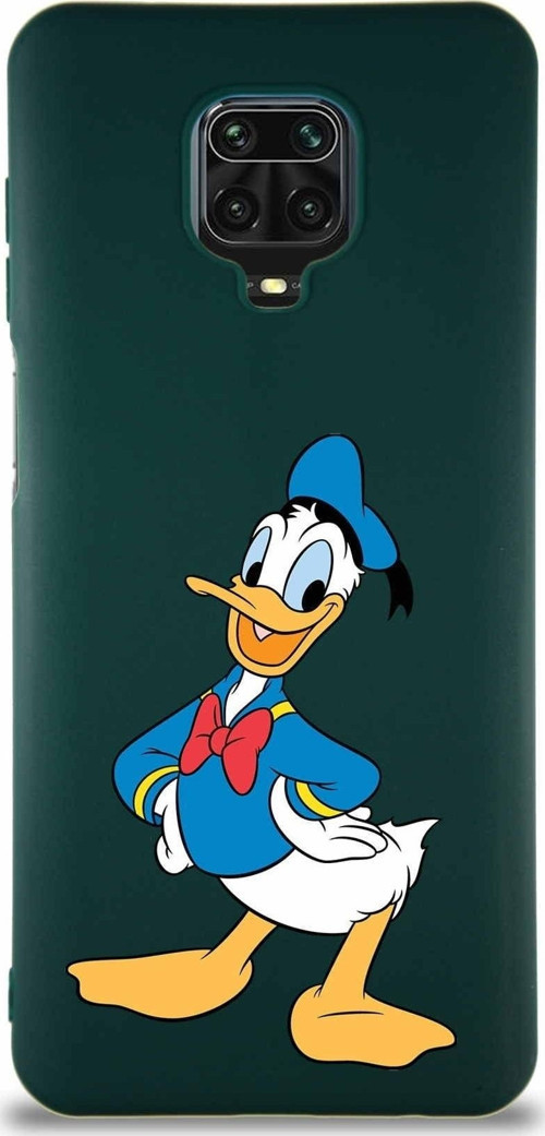 Xiaomi Redmi Note 9S Soft Premier Kapak Donald Duck-C Tasarımlı Silikon Kılıf - Yeşil