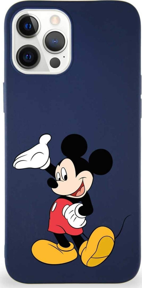 Apple Iphone 12 Pro Max Soft Premier Kapak Mickey Mouse-C Tasarımlı Silikon Uyumlu - Lacivert