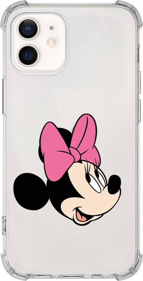 Iphone 12 Mini Uyumlu Köşe Korumalı Antişok Kapak Minnie Mouse Tasarımlı Şeffaf Kılıf