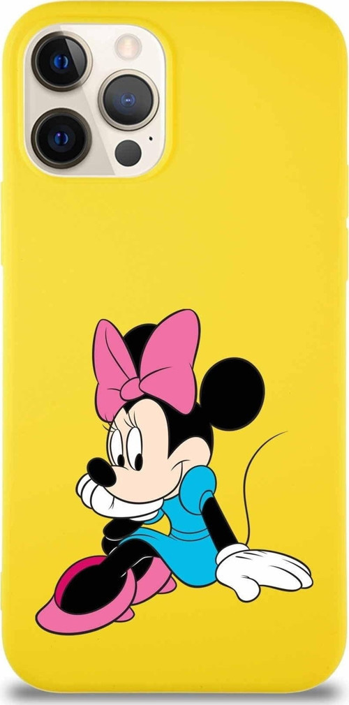 Iphone 12 Pro Uyumlu Soft Premier Kapak Minnie Mouse-E Tasarımlı Silikon Kılıf - Sarı