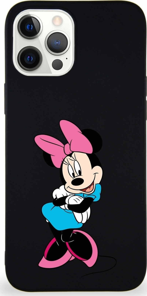 Iphone 12 Pro Max Uyumlu Soft Premier Kapak Minnie Mouse-D Tasarımlı Silikon Kılıf - Siyah