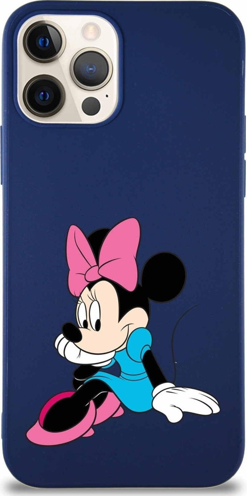 Iphone 12 Pro Uyumlu Soft Premier Kapak Minnie Mouse-E Tasarımlı Silikon Kılıf - Lacivert