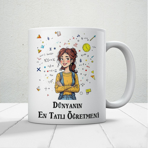Dünyanın En Tatlı Öğretmenine Özel Öğretmenler Günü Hediyelik Baskılı Kupa