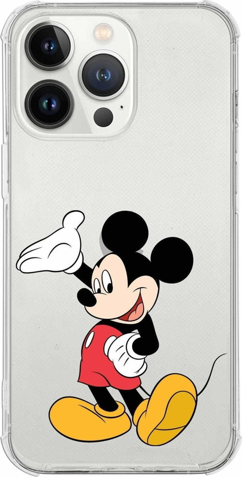 Iphone 13 Pro Max Uyumlu Köşe Korumalı Antişok Kapak Mickey Mouse Tasarımlı Şeffaf Kılıf