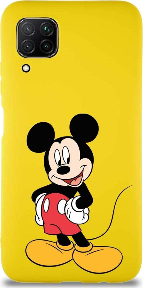 Huawei P40 Lite Soft Premier Kapak Mickey Mouse-E Tasarımlı Silikon Kılıf - Sarı
