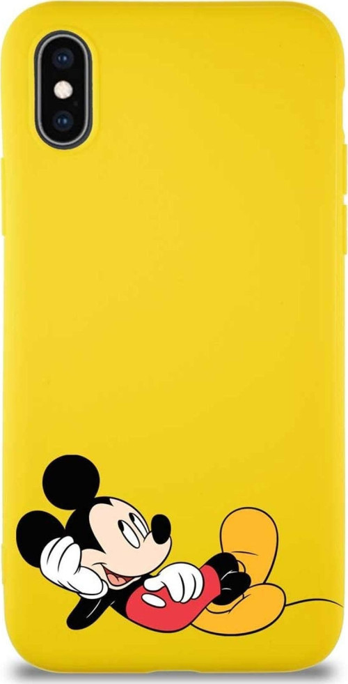 Iphone X Uyumlu Soft Premier Kapak Mickey Mouse-F Tasarımlı Silikon Kılıf - Sarı