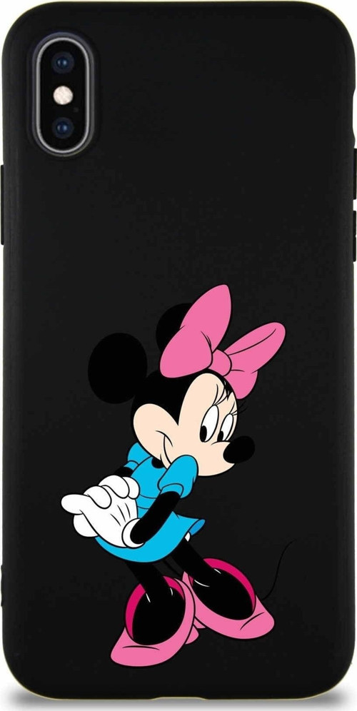 Iphone X Uyumlu Soft Premier Kapak Minnie Mouse-F Tasarımlı Silikon Kılıf - Siyah