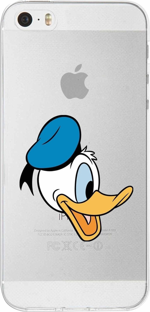Iphone 5Se Uyumlu Kapak Donald Duck Tasarımlı Şeffaf Silikon Kılıf