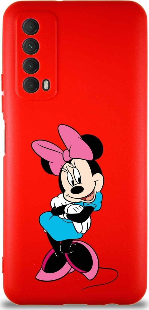 Huawei Y7A Soft Premier Kapak Minnie Mouse-D Tasarımlı Silikon Kılıf - Kırmızı