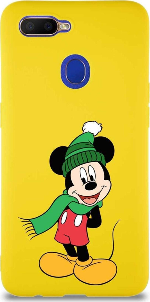 Oppo A12 Soft Premier Kapak Mickey Mouse-G Tasarımlı Silikon Kılıf - Sarı