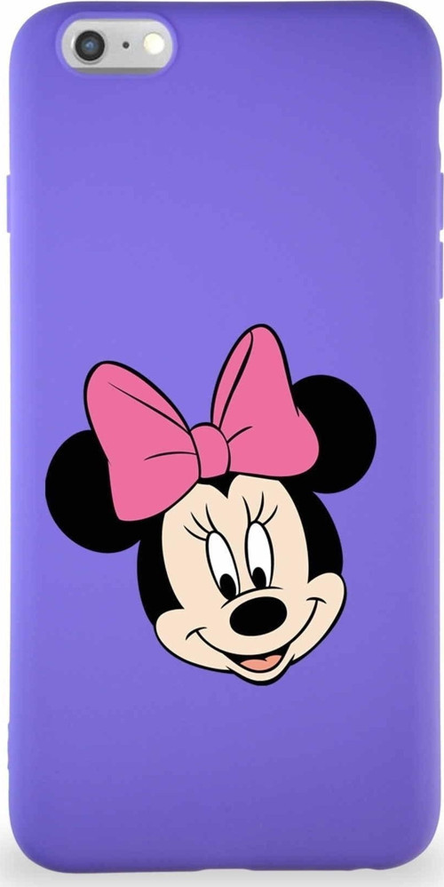 Iphone 6S Plus Soft Premier Kapak Minnie Mouse-C Tasarımlı Silikon Kılıf - Mor Uyumlu