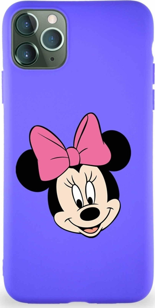 Iphone 11 Pro Max Soft Premier Kapak Minnie Mouse-C Tasarımlı Silikon Kılıf - Mor