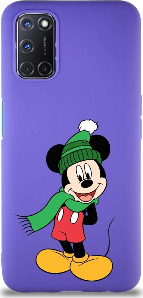 Oppo A72 Soft Premier Kapak Mickey Mouse-G Tasarımlı Silikon Kılıf - Mor