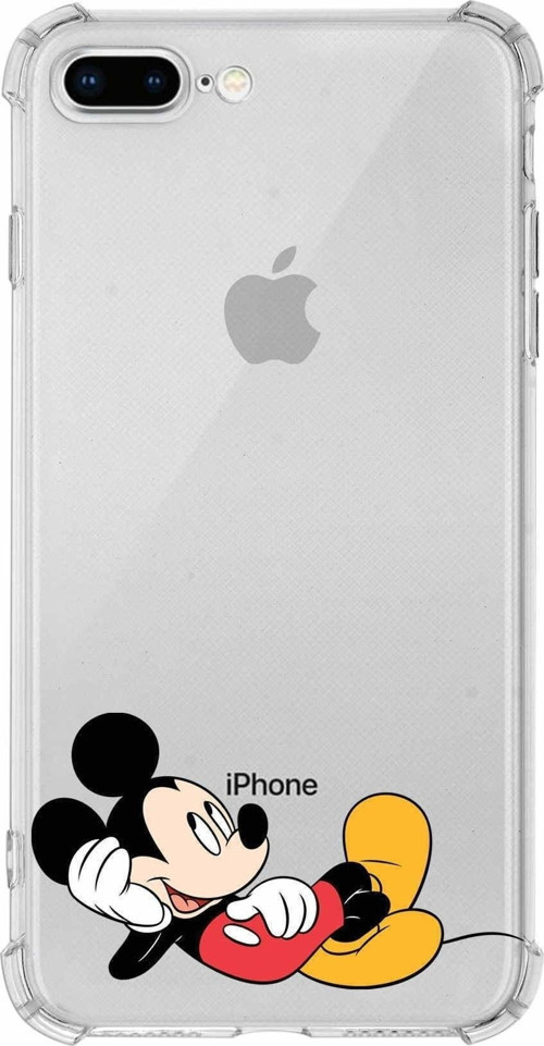Iphone 7 Plus Uyumlu Köşe Korumalı Antişok Kapak Mickey Mouse Tasarımlı Şeffaf Kılıf