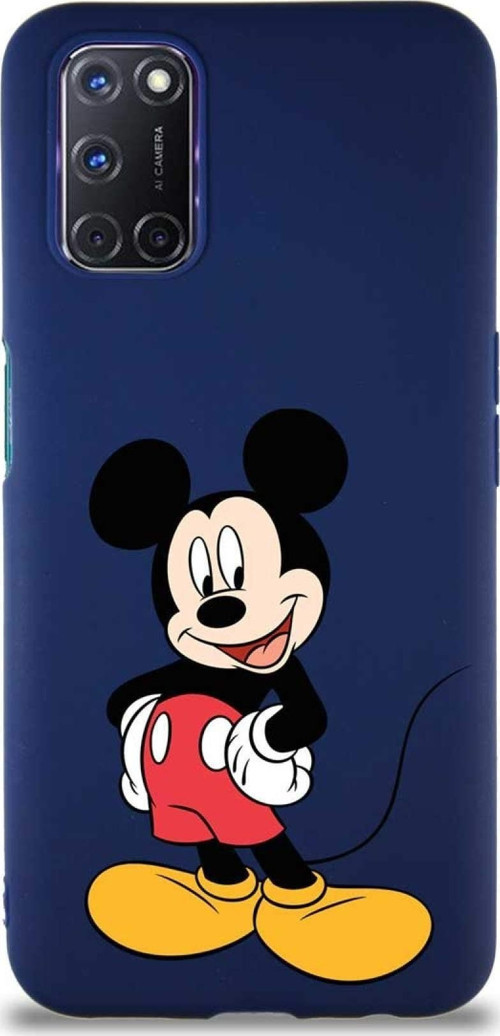 Oppo A92 Soft Premier Kapak Mickey Mouse-E Tasarımlı Silikon Kılıf - Lacivert
