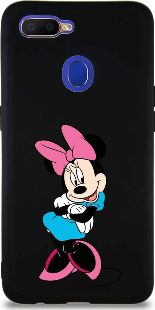 Oppo Ax7 Soft Premier Kapak Minnie Mouse-D Tasarımlı Silikon Kılıf - Siyah