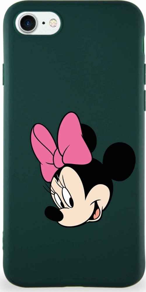 Iphone 7 Soft Premier Kapak Minnie Mouse-B Tasarımlı Silikon Kılıf - Yeşil Uyumlu