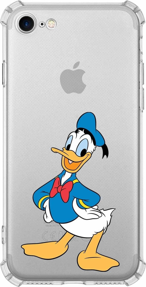 Iphone 7 Uyumlu Köşe Korumalı Antişok Kapak Donald Duck Tasarımlı Şeffaf Kılıf