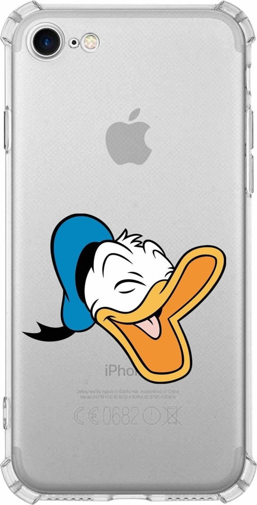 Iphone 7 Uyumlu Köşe Korumalı Antişok Kapak Donald Duck Tasarımlı Şeffaf Kılıf