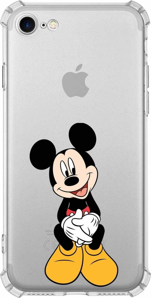 Iphone 7 Uyumlu Köşe Korumalı Antişok Kapak Mickey Mouse Tasarımlı Şeffaf Kılıf