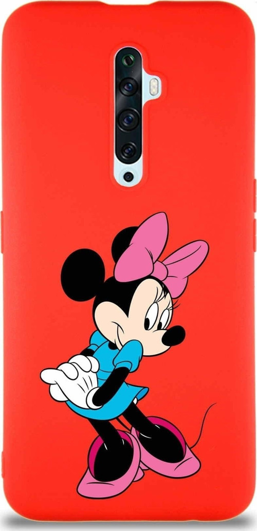 Oppo Reno 2Z Soft Premier Kapak Minnie Mouse-F Tasarımlı Silikon Kılıf - Kırmızı