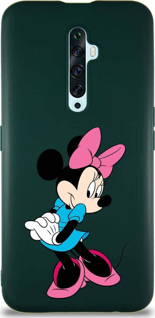 Oppo Reno 2Z Soft Premier Kapak Minnie Mouse-F Tasarımlı Silikon Kılıf - Yeşil