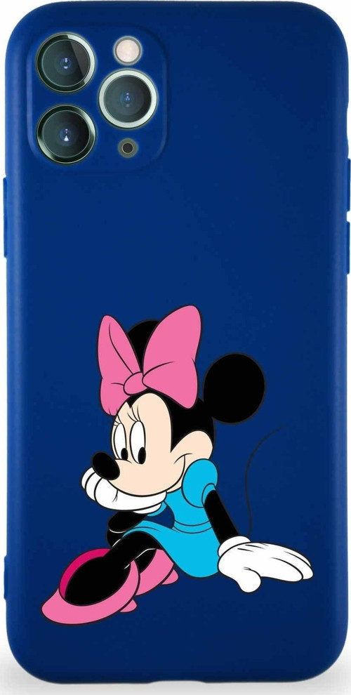 Iphone 11 Pro Soft Premier Kapak Minnie Mouse-E Tasarımlı Silikon Kılıf - Lacivert