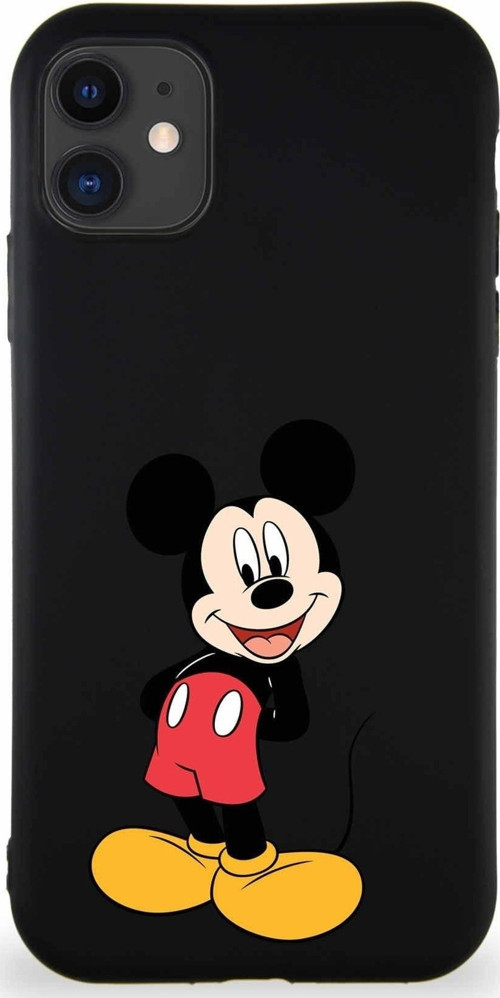 Iphone 11 Uyumlu Soft Premier Kapak Mickey Mouse-B Tasarımlı Silikon Kılıf - Siyah