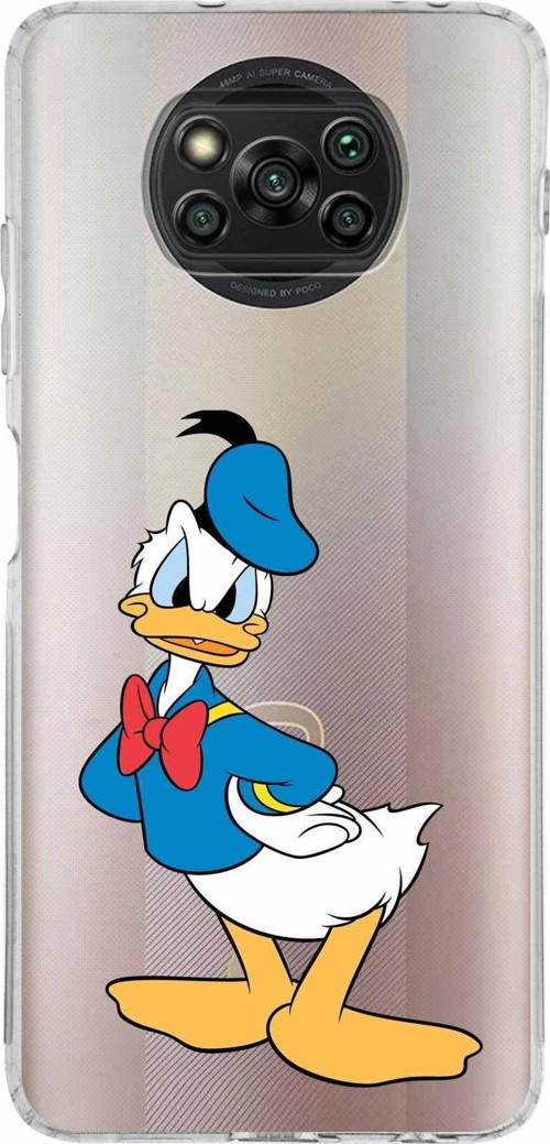 Xiaomi Poco X3 Pro Kamera Korumalı Kapak Donald Duck Tasarımlı Şeffaf Kılıf